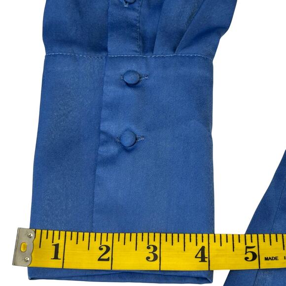 Lucy Paris  Blue Wrap Mini Dress SzM Long Sleeve Ruched Draped Elegant Cocktail - Picture 6 of 9